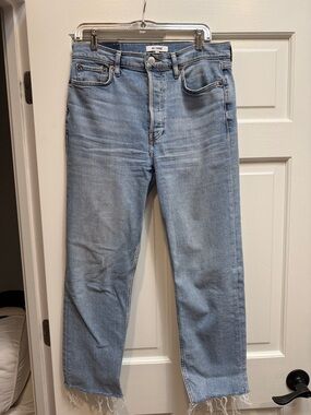 Re/Done Light Wash Straight-Leg Women’s Raw Edge Jeans